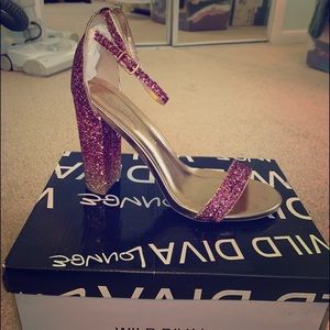 Pink/gold glitter heels
